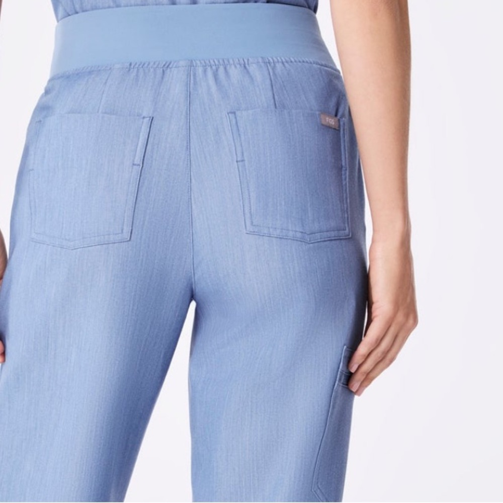 Light Blue and heathered denim High-Waisted yola figs